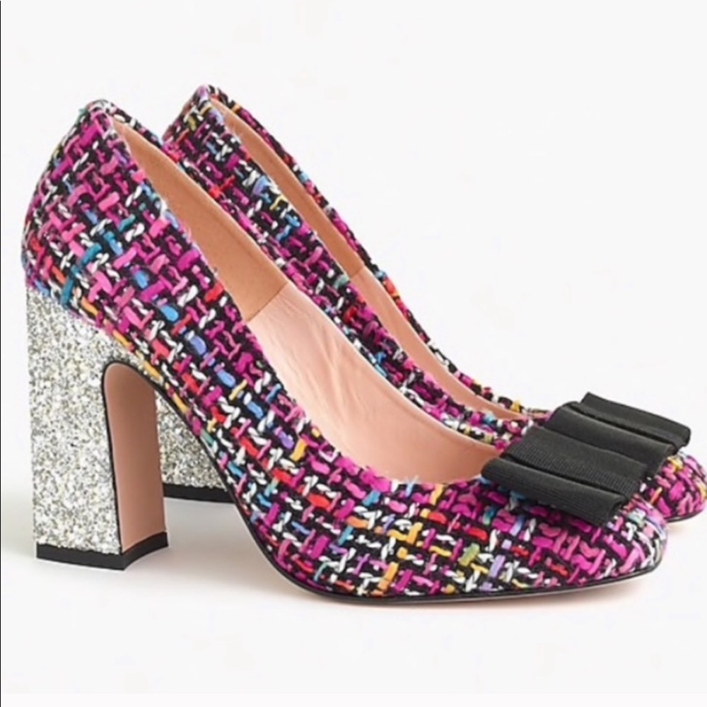J. Crew Harlow Heels - Tweed & Glitter Heel